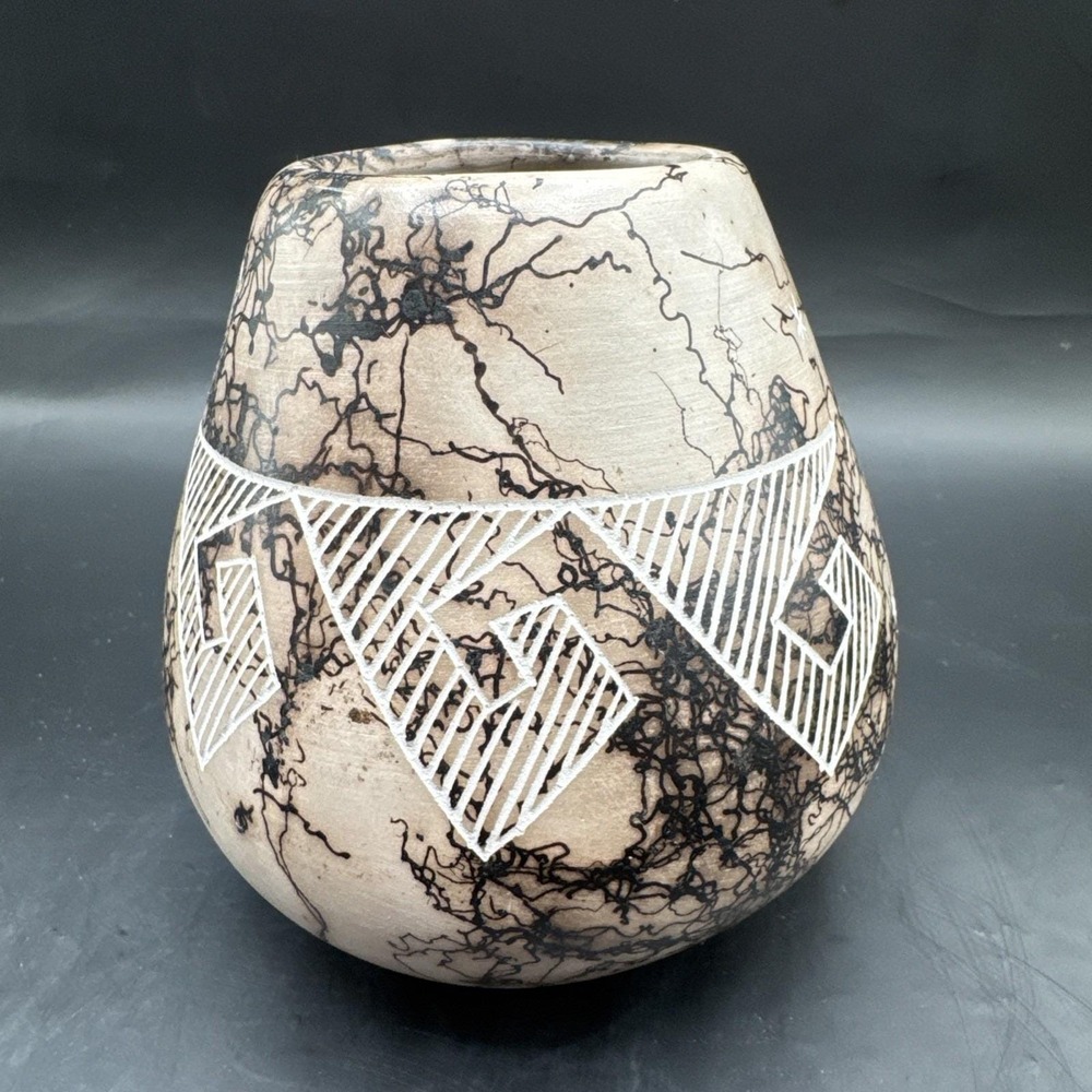 2 Signed Gary Yellow Corn Acoma Pueblo Horsehair‎ Pottery Native American Turtle - Picture 10 of 14